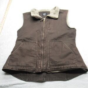 Lakin Mckey Vest Womens Large Brown Canvas‎ Duck Sherpa Lined Chore Barn Heavy